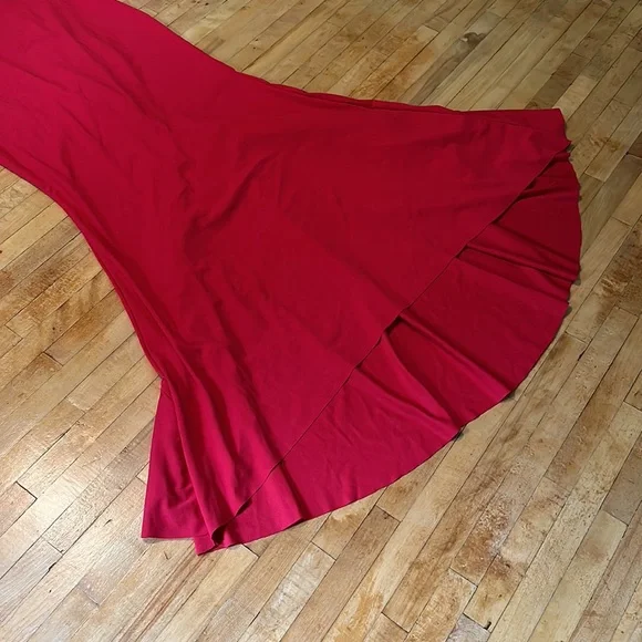 Red Ruffle Train Formal - Picture 3 of 12